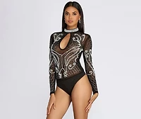Pearls On Sheer Bodysuit