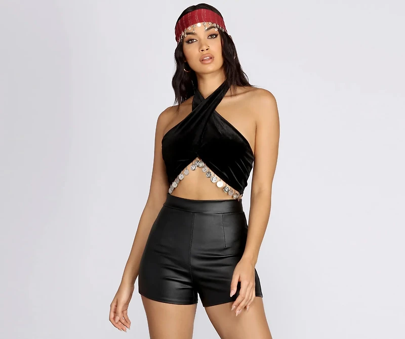 Wandering Woman Velvet Coin Halter