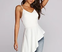 Pretty Peplum High Low Top