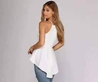 Poised Peplum Halter Top