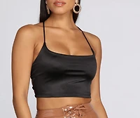 Strappy Satin Crop Top