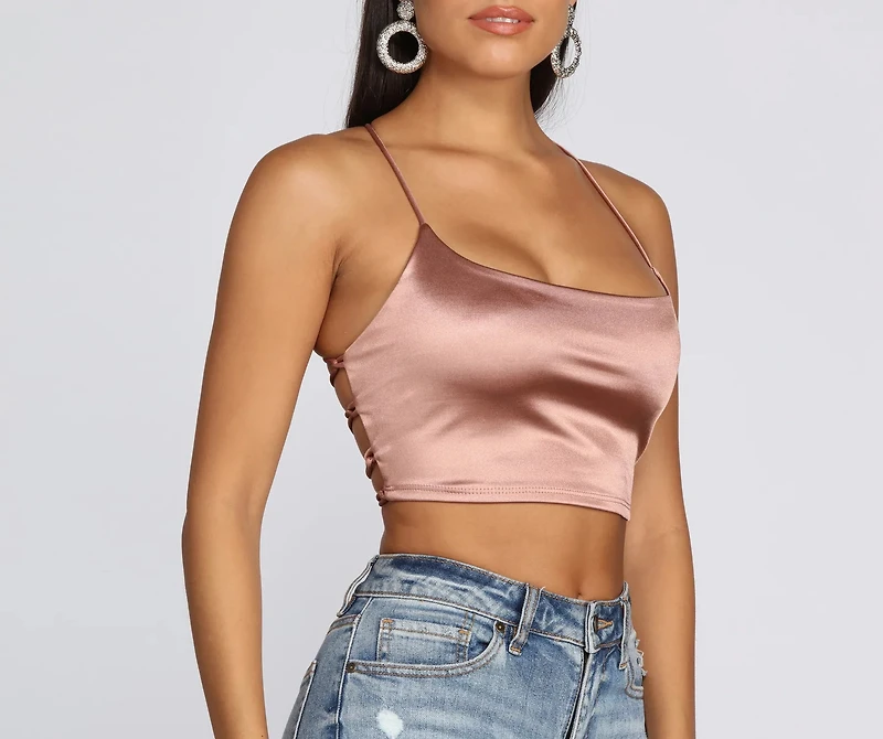 Strappy Satin Crop Top