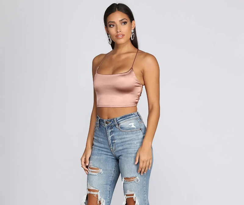 Strappy Satin Crop Top