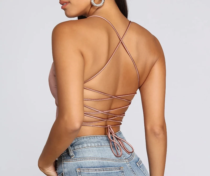 Strappy Satin Crop Top