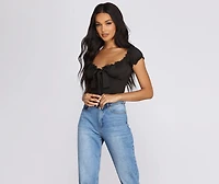 Be Honest Ruched Tie Front Top