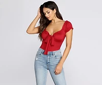 Be Honest Ruched Tie Front Top