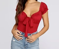 Be Honest Ruched Tie Front Top