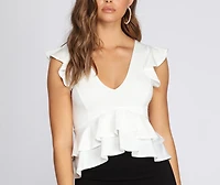 Rally Peplum Ruffle Top