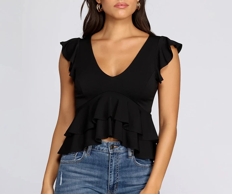 Rally Peplum Ruffle Top