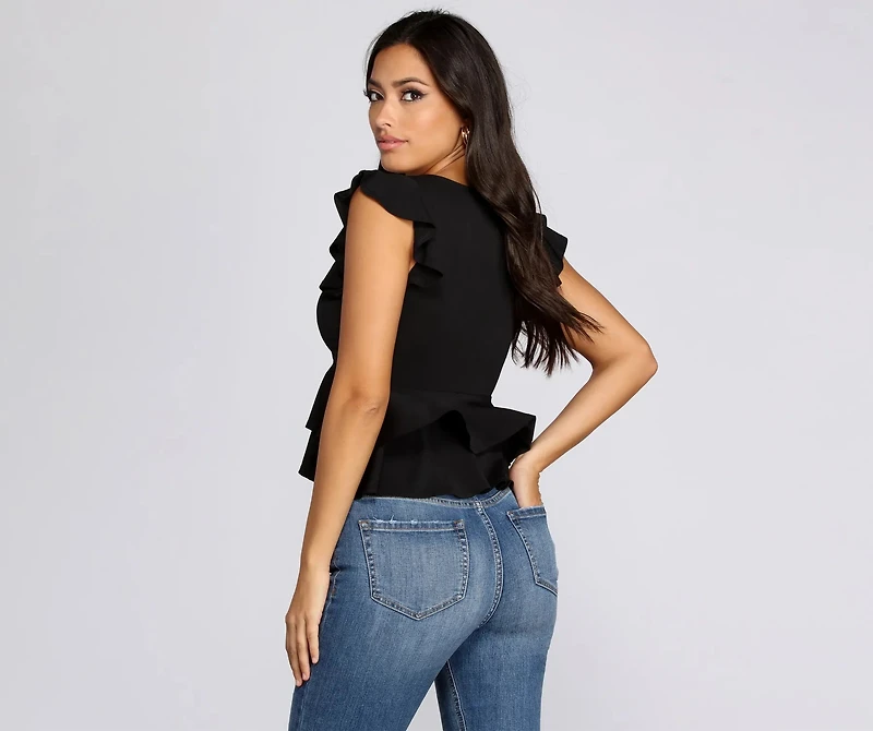 Rally Peplum Ruffle Top
