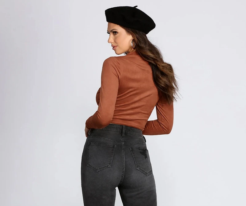 Chic Faux Suede Crop Top