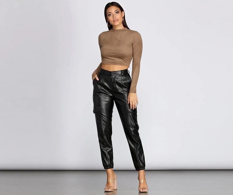 Chic Faux Suede Crop Top