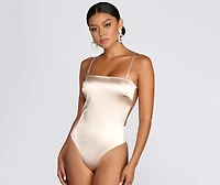 Sleek And Strappy Satin Bodysuit