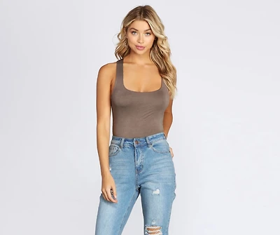 Cross Back Square Neck Bodysuit