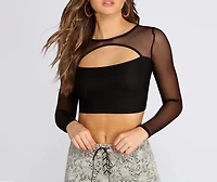 Cut Out Mesh Crop Top