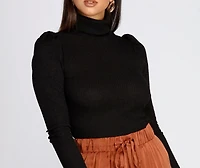 Puff Sleeve Turtleneck Top