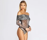 Fabulously Fierce Mesh Off Shoulder Bodysuit