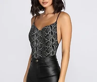 Seductive Snake Print Bodysuit