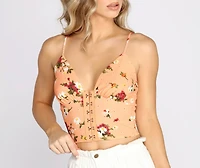 Ditsy Floral Ribbed Knit Tank