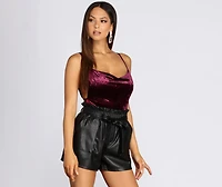 Velvet Cowl Neck Bodysuit