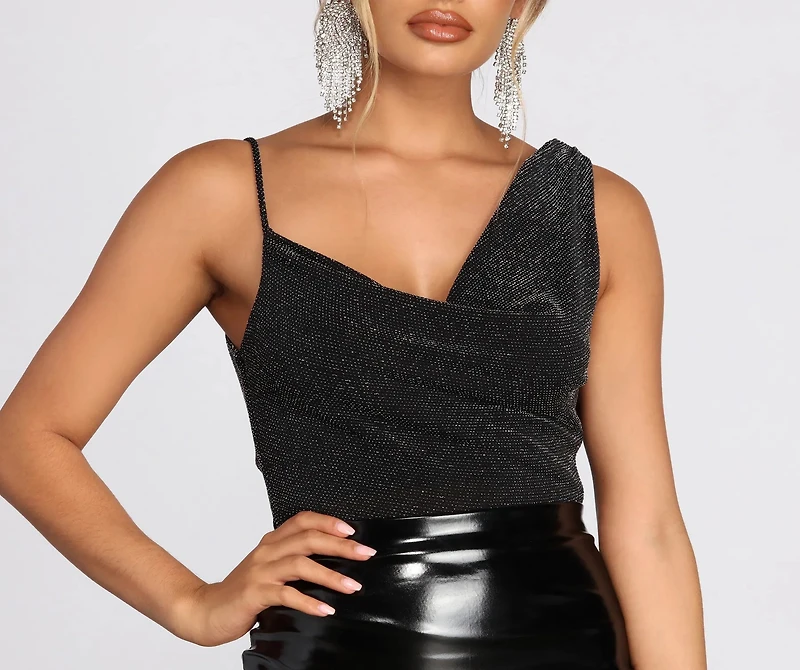 One Shoulder Cowl Neck Bodysuit