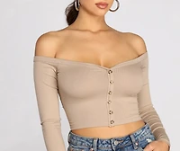 Off The Shoulder Ribbed Top