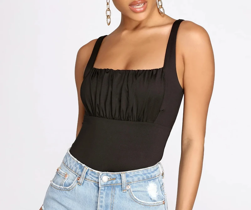 Ruched Detail Knit Bodysuit