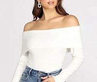 Off The Shoulder Merrow Hem Bodysuit