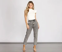 Ruffle Shoulder Mock Neck Top