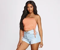 Drawstring Hem Casual Cami