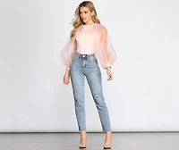 Sheer Perfection Puff Sleeve Bodysuit