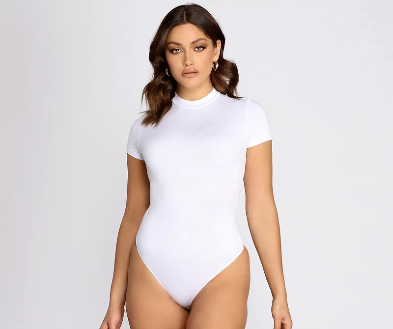 Mock Neck Cap Sleeve Bodysuit