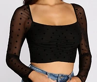 Polka Dot Princess Mesh Crop Top