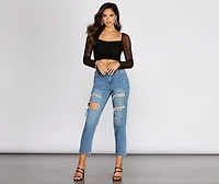 Polka Dot Princess Mesh Crop Top