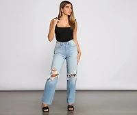 Ribbed Tie Strap Bodysuit