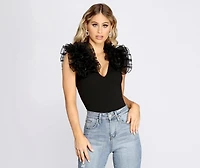 Drama Queen Ruffle Detail Bodysuit
