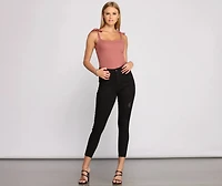 Ribbed Tie Strap Bodysuit
