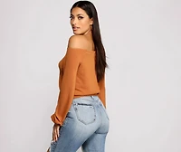 She's A Stunner Off The Shoulder Crop Top