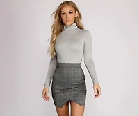 Basic Long Sleeve Crepe Turtleneck Bodysuit