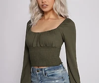 Stylish And Smocked Puff Sleeve Top