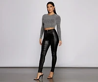 So Chic Crew Neck Lurex Crop Top