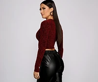 So Chic Crew Neck Lurex Crop Top