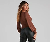 Slinky Knit Wrap Front Top