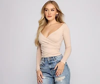 Keeping Knit Basic Surplice Wrap Top