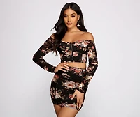 Floral Frenzy Ruched Cropped Bustier
