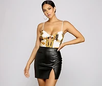 Trendy Diva Scroll Print Bodysuit
