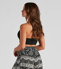 Basic Faux Suede Halter Crop Top