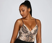 Sultry And Sassy Snake Print Bodysuit