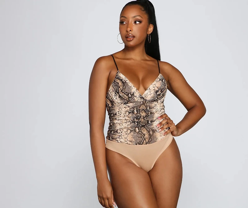 Sultry And Sassy Snake Print Bodysuit