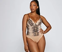 Sultry And Sassy Snake Print Bodysuit
